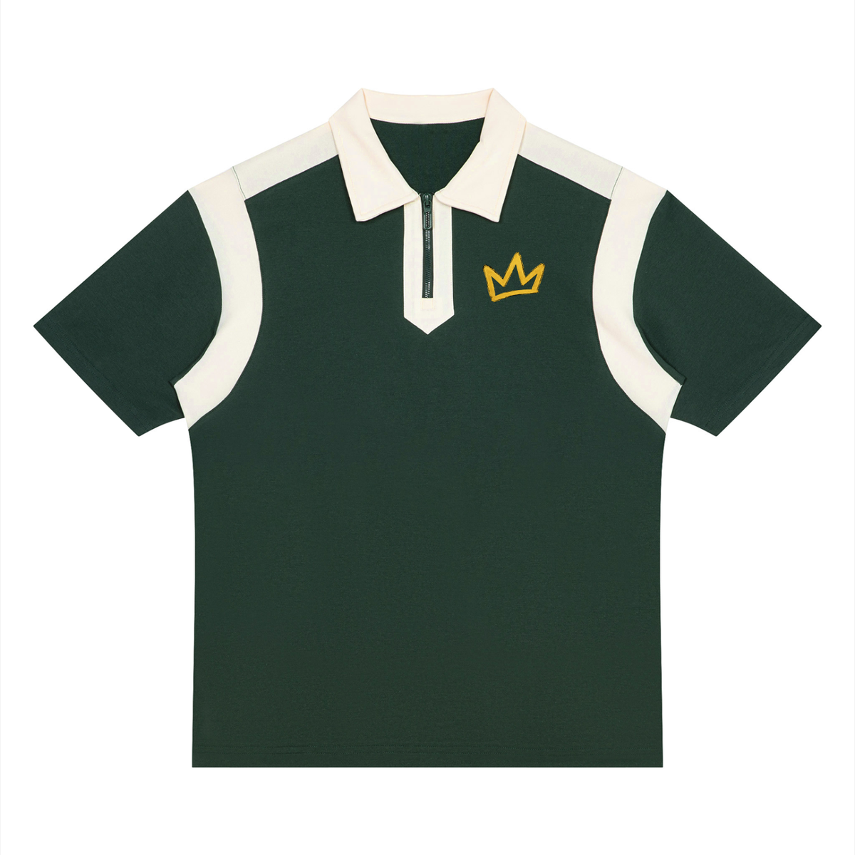 Men Color Block Quarter Zip Polo Shirt