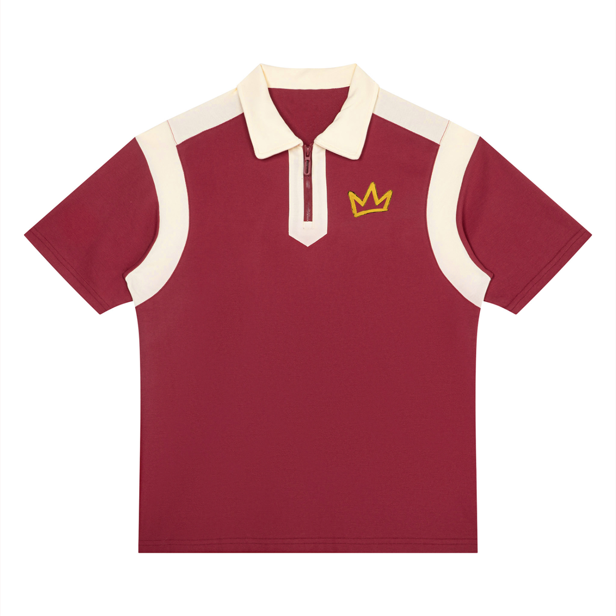 Men Color Block Quarter Zip Polo Shirt