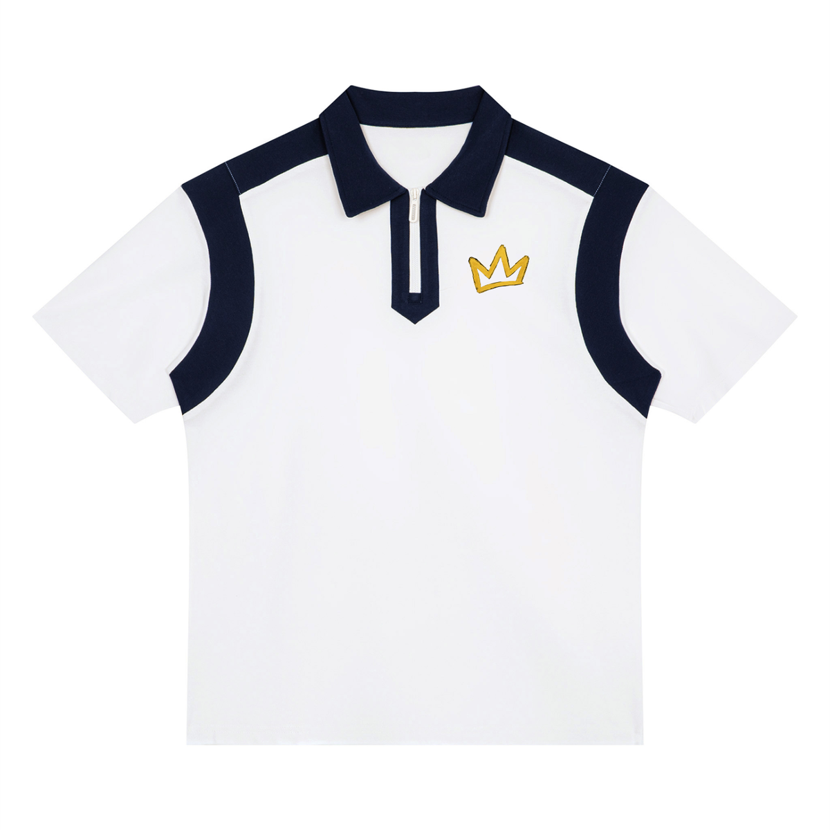 Men Color Block Quarter Zip Polo Shirt