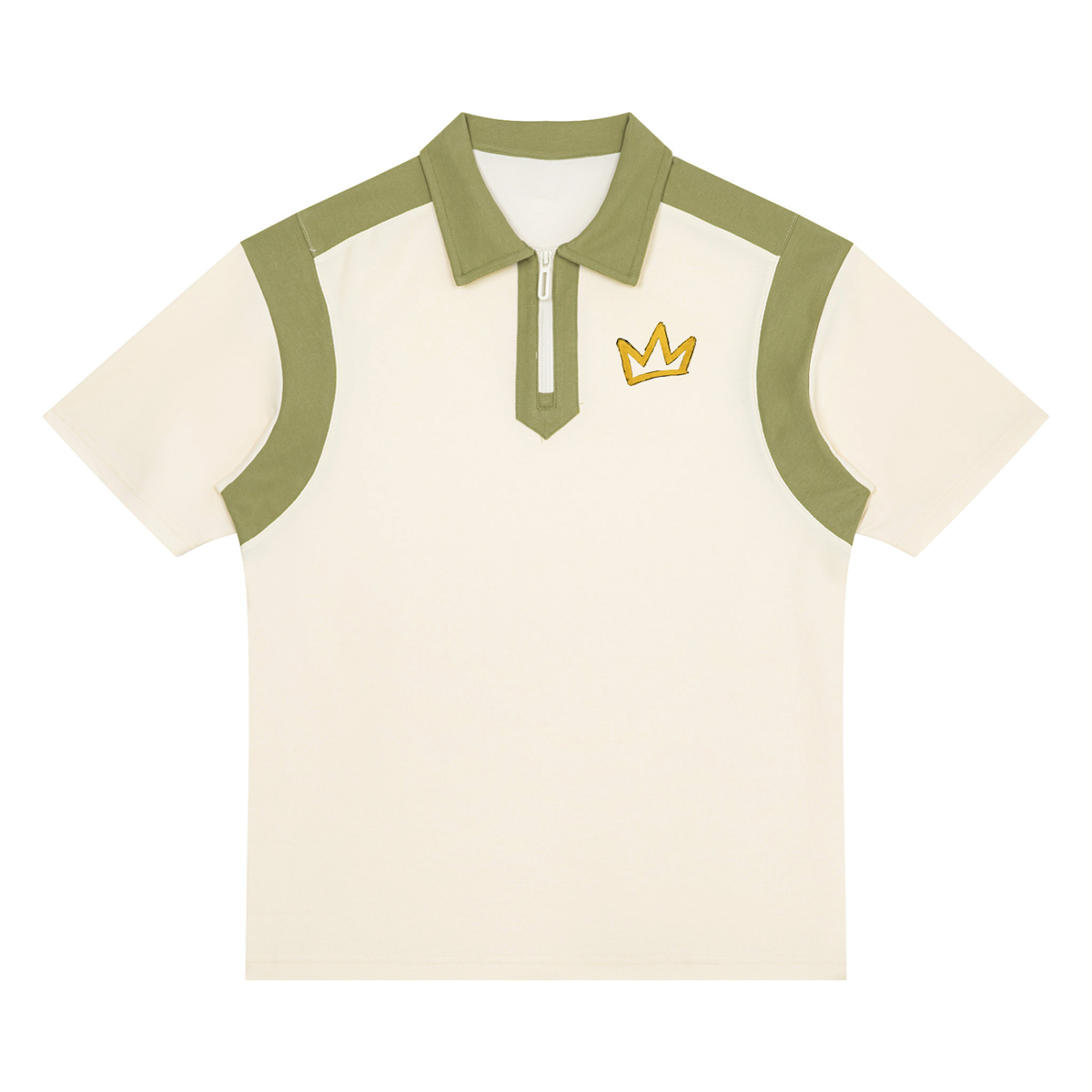 Men Color Block Quarter Zip Polo Shirt